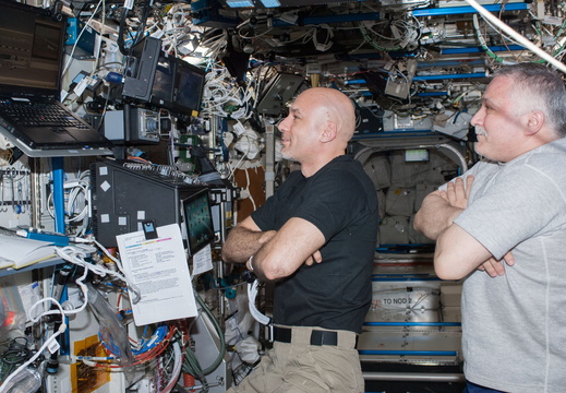 nasa2explore 9954530185 Commander Fyodor Yurchikhin and astronaut Luca Parmitano Watch Cygnus Launch
