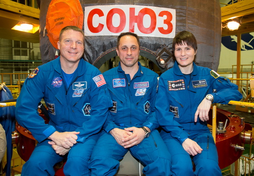 11-44-49-3 At the Baikonur Cosmodrome in Kazakhstan, Expedition 40 41 backup crewmembers Terry Virts of NASA (left), Anton Shkaplerov of the Russian Federal Space Agency (Roscosmos, center) and Samantha Cristofo o